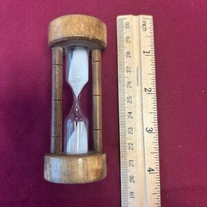 Vintage Wooden Hourglass Timer with White Sand